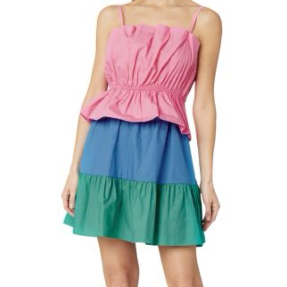 Milly Pink, Blue, and Green Colorblock Dress